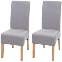 Mendler 2er-Set Esszimmerstuhl Latina, Küchenstuhl Stuhl, Stoff/Textil FSC®-zertifiziert ~ hellgrau, helle Beine