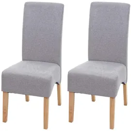 Mendler 2er-Set Esszimmerstuhl Latina, Küchenstuhl Stuhl, Stoff/Textil FSC®-zertifiziert ~ hellgrau, helle Beine