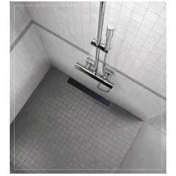 Aloni Edelstahl Duschrinne Bodenablauf Ablaufrinne Duschablauf Ablauf SchwarzGlas 60cm