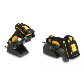 DeLock Industrie Barcode Scanner 1D und 2D für 433 MHz oder Bluetooth mit induktiver Ladestation (2D-Barcodes, 1D-Barcodes, Barcode-Scanner, Schwarz, Gelb