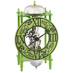 Hermle -Tischuhr Grün 8-Tage Skelett Uhrwerk Glockenschlag 24cm- 23061-W90711