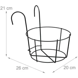 Relaxdays Blumentopf Halter 20 x 21 x 26 cm Schwarz