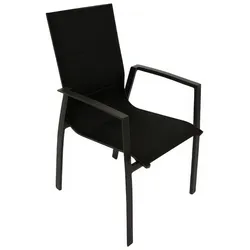 Alu Stapelstühle Zingst - Dunkelgrau/Schwarz -  57 x 65 x 93 cm  - aus Aluminium/Textilene