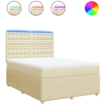 vidaXL Boxspringbett mit Matratze Creme 160x200 cm Stoff