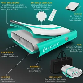 Kesser KESSER® Turnmatte Aufblasbar Airtrack Fitness-Matte Gymnastikmatte inkl. Tragetasche & elektr. Luftpumpe Yogamatte, Tumbling Matten, Trainingsmatte, Turn- & Fitness