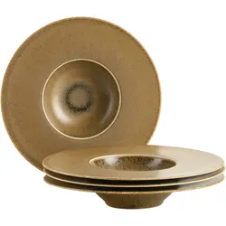 Pastateller MÄSER "Gourmetteller Grumpy, aus Porzellan", gold (goldfarben), H:4,00cm Ø:25,00cm, Porzellan, Speiseteller, Geschirr-Set, Teller-Set