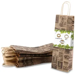 BIOZOYG 50 Stück Geschenktaschen vintage Flaschentaschen für Weinflaschen Weinbeutel aus Kraftpapier umweltfreundliche Weintüten aus Kraftpapier