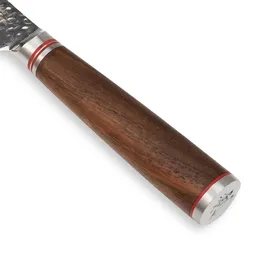 Wakoli Nussbaum 4er Damast Steakmesser-Set I 12,5 cm Klingen I Nussbaumgriffe