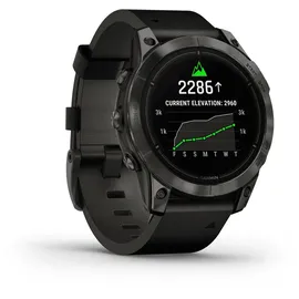 Garmin Epix Pro (Gen 2) Sapphire 47 mm schwarz/carbongrau Titan mit Lederarmband