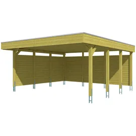 SKANHOLZ Doppelcarport Friesland 3 5,57 x 5,55 m braun mit Seiten- und Rückwänden