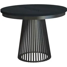 beautysofa Runder Tisch LUMI Ø 100–180 cm ausziehbar, Metallbeine, Loft-Stil, Farbe: Schwarz/Schwarz - Schwarz
