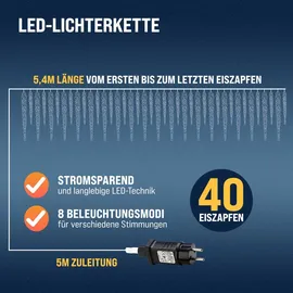 monzana Lichterkette 40 Eiszapfen warmweiß -