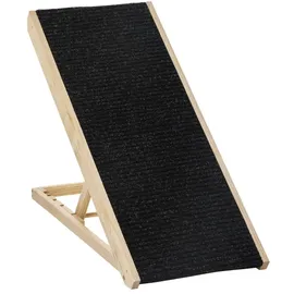 PawHut Haustierrampe verstellbar Schwarz/Naturholz 90 x 40 x 61 cm