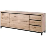 Massivmoebel24 Sideboard 210 x 85 x 45 cm Beige / Weiß