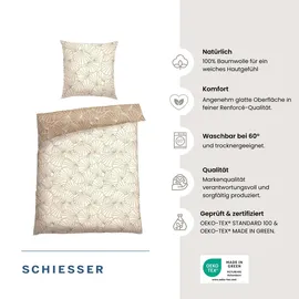 SCHIESSER Mariel Wendebettwäsche Muscheloptik Taupe 135 x 200 cm + 80 x 80 cm