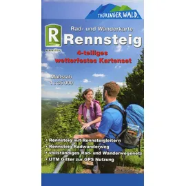 KKV Rennsteig 1:35 000. 4-teiliges wetterfestes Kartenset mit Schutzhülle