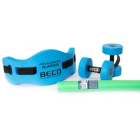 beco Aquafitness 4teiliges Set Aquahantel Schwimmgürtel Poolnudel Schwimmhilfe, blau; farblich sortiert