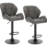 Woltu Barhocker 2er Set, Barstuhl höhenverstellbar, drehbar, Kunstleder Stahl, Grau - Grau
