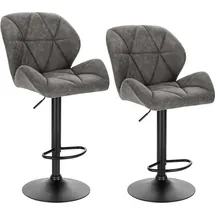 Woltu 2er-Set Barhocker höhenverstellbar, drehbar, Kunstleder Stahl, Grau - Grau