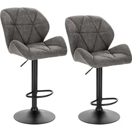 Woltu 2er-Set Barhocker höhenverstellbar, drehbar, Kunstleder Stahl, Grau - Grau