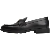 Tommy Hilfiger Damen Loafer Logo Leather Loafer aus Leder, Schwarz (Black), 38