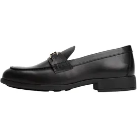 Tommy Hilfiger Damen Loafer Logo Leather Loafer aus Leder, Schwarz (Black), 38