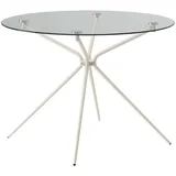 OTTO home Esstisch Silvi, TOPSELLER! (Esstisch, Glastisch, Küchentisch, OTTOs Choice), rund, Ø110 cm, Metallgestell weiß 110 cm x 76 cm x 110 cm