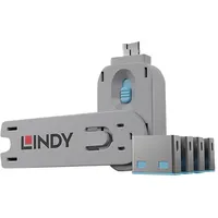 Lindy USB-A Port Schloss USB-Lock + Key 4er Set Blau inkl. 1 Schlüssel 40452