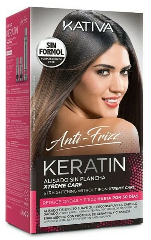 Glättende Haarbehandlung Keratin Anti-frizz Xtrem Care Kativa (3 pcs) Geschädigtes haar