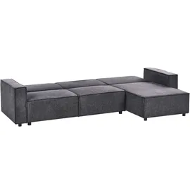 Beliani Eckcouch Stoff 3-Sitzer Grau
