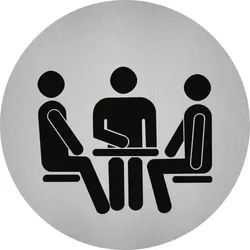 Aufkleber - Piktogramm Konferenzraum, Edelstahl, selbstklebend, Ø 50 mm