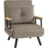 Schlafsessel, Gästebett, verstellbare Rückenlehne, bis 120 kg, Stahllrahmen, 63x73x81cm, Hellbraun - Hellbraun
