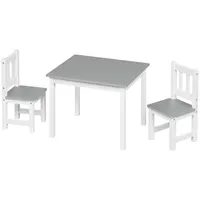 Woltu Kindersitzgruppe mit 2 Stühlen 60 x 50 x 48 cm MDF weiß grau