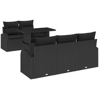 VidaXL 6-teiliges Garten Sofa Set mit Kissen schwarzes Poly