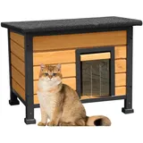 X-ZONE PET Katzenhaus Outdoor & Indoor Holz Katzenhaus Wetterfest für den Winter Ribbit Stall Holzhaus für Kaninchen Meerschweinchen Katzenhaus mit rundum Eisenrahmen