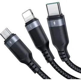 Joyroom USB-A auf USB-C/Lightning/Micro-USB 1,2 m Schwarz