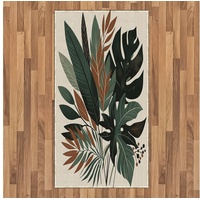 Teppich Flachgewebe Deko-Teppiche für das Wohn-,Schlaf-, und Essenszimmer, Abakuhaus, rechteckig, Monstera Tropische Blätter ein Tanz der Natur grün 80 cm x 150 cm