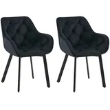 CLP Esszimmerstühle 2er Set ergonomisch Antigo, Armlehne gepolstert, 180° Drehfunktion, Samtbezug, Küchenstuhl mit schwarzem Metallgestell