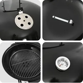 vidaXL Holzkohlegrill mit Räuchertuben 91 x 71 x 107 cm schwarz