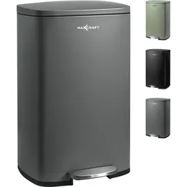MAXCRAFT Mülleimer / Treteimer mit Soft Close Deckel - 50 Liter in Grau