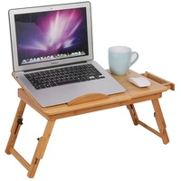 Notebook-Computer-Sofa-Tisch Klapplaptop-Tisch Bambus, 100% höhenverstellbarer Laptoptisch mit Lüftungslöchern mit Schublade, Betttisch zum Lesen oder Frühstück, Zeichnungstisch und Esstisch für Bett