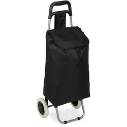 Relaxdays Einkaufstrolley klappbar, Abnehmbare Tasche 28 L, Einkaufswagen mit Rollen HxBxT: 92,5 x 42 x 28 cm, schwarz