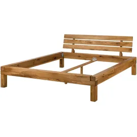 MASSIVMOEBEL24.DE Balkenbett 200 x 200 cm Beige
