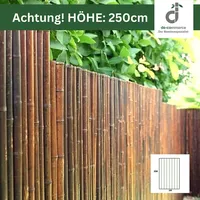 Bambus Sichtschutz  ATY NIGRA 250 cm HOCH x180 cm BREIT – Rollzaun Garten, Sichtschutzmatte Balkon, Bambuszaun Braun, blickdicht & wetterfest - Braun