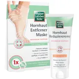 Allgäuer Latschenkiefer Hornhaut Entferner Maske + Hornhaut Reduziercreme Orange – Intensiv‐Fußpflege Set gegen Hornhaut – 1 Maske + 200 ml Creme