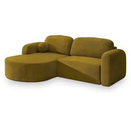masseno ECKSOFA AMILIA M L-S Gelb Velours-Stoff mit Schlaffunktion