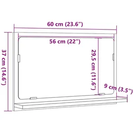 vidaXL Badspiegel mit Ablage Betongrau 60x11x37 cm Holzwerkstoff