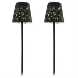 LED Solar Gartenleuchten Blumenmuster Gartenstecker H: 58cm 2er Set