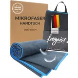 freigeist® Mikrofaser Handtuch | Microfaser Badetuch Groß | Super Strandtuch Mikrofaser | perfekt als Sporthandtuch | 160x80 cm (Schwarz|Blau)