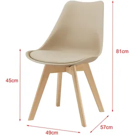 [en.casa] 2er-Set Esszimmerstuhl Fläten Beige